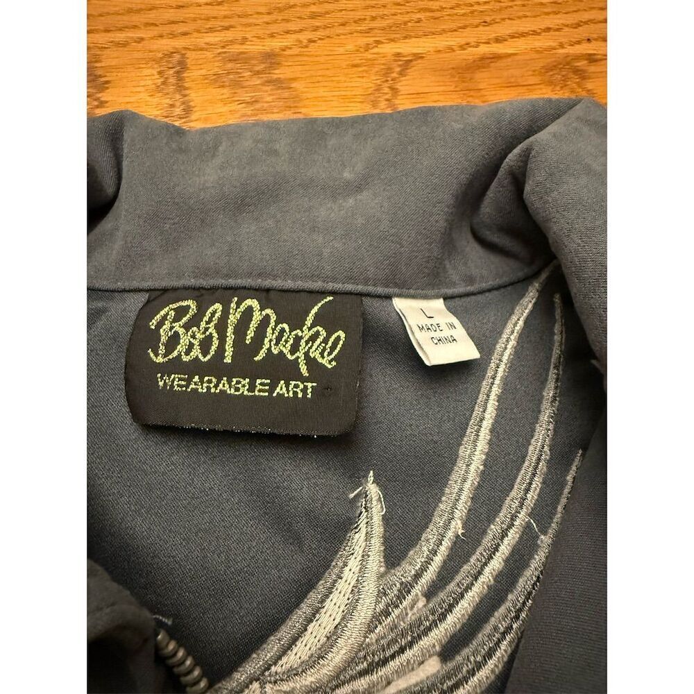 Bob Mackie Gray Embroidered Phoenix Full Zip Jacket Large - Picture 4 of 5